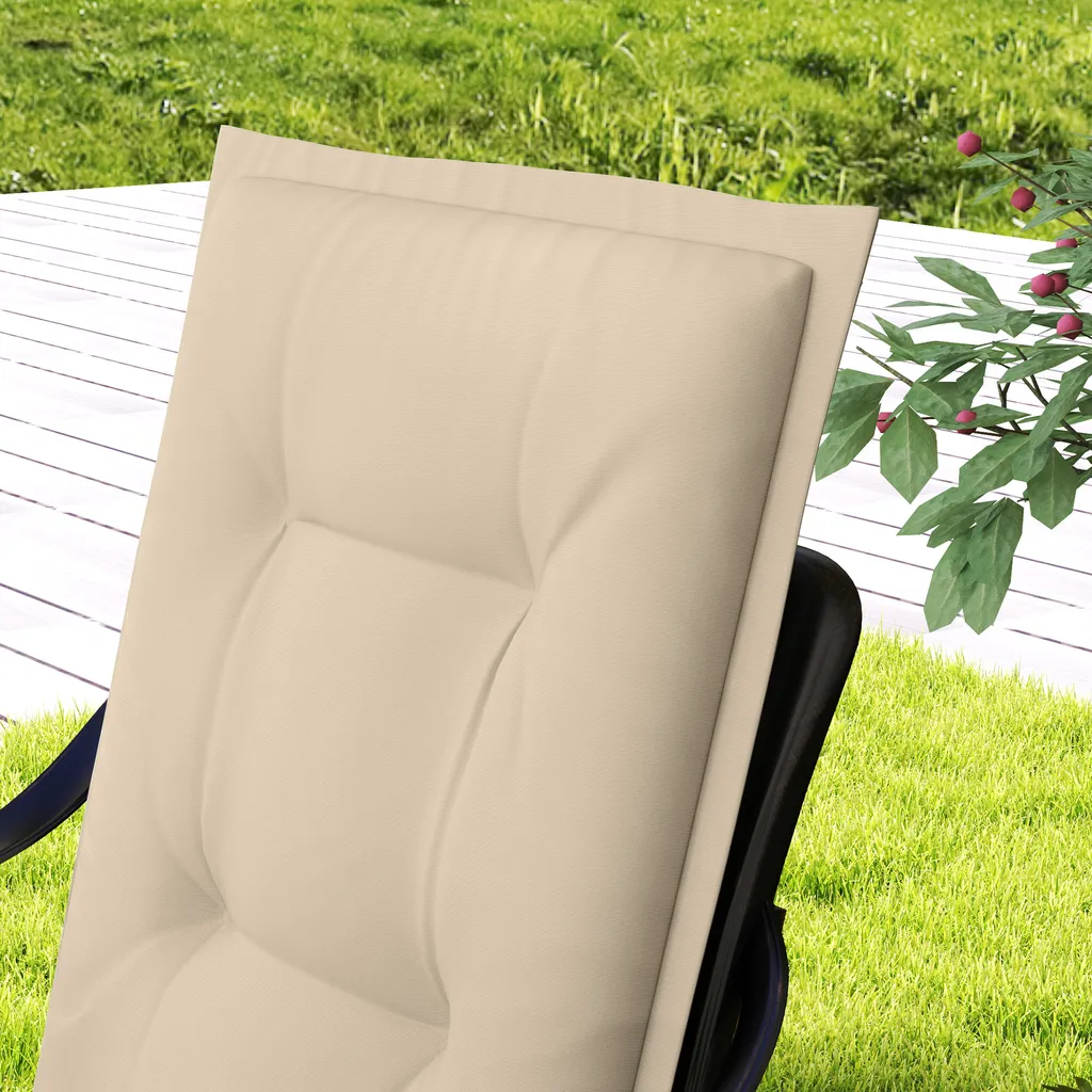 Cuscini per Mobili da Giardino Outsunny Beige 108x50 cm Set da 4 - 5
