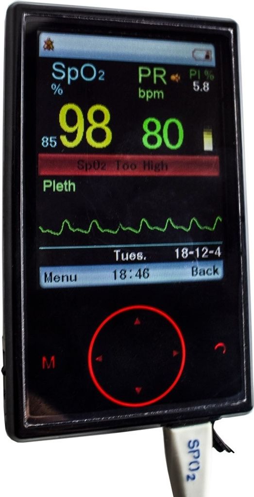 Mobiclinic Pulsoximeter, digitales Fingerpulsoximeter, TFT-Display, Lithium-Akku, Schwarz