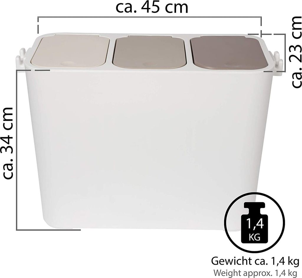 ONVAYA® Mülltrennsystem Ben | 27 Liter | Mülltrennung mit Produktbild 2