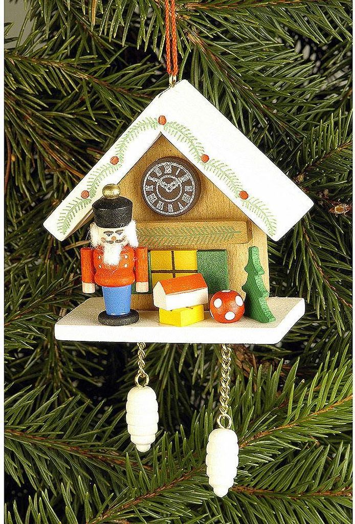 Christbaumschmuck Kuckucksuhr braun mit (6,7x6,3cm) Nussknacker von Christian Ulbricht