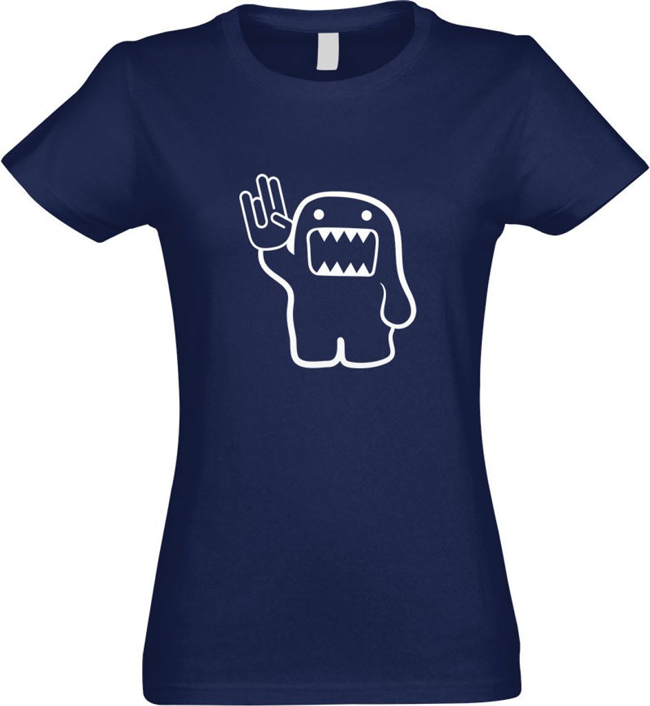 Kiwistar - T-Shirt tailliert - Damen - Navy - Domo Shocker - mit Motiv Bedruckt - Funshirt Design - Sport - Freizeit - Damen - XL