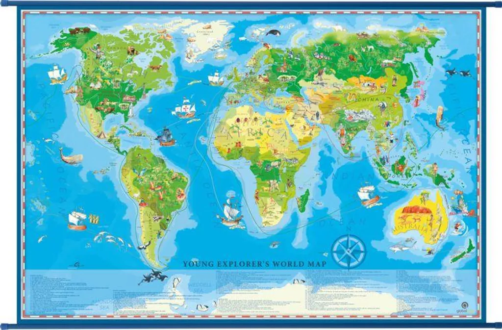 Décoration murale éducative : Carte du monde pour jeunes explorateurs XL