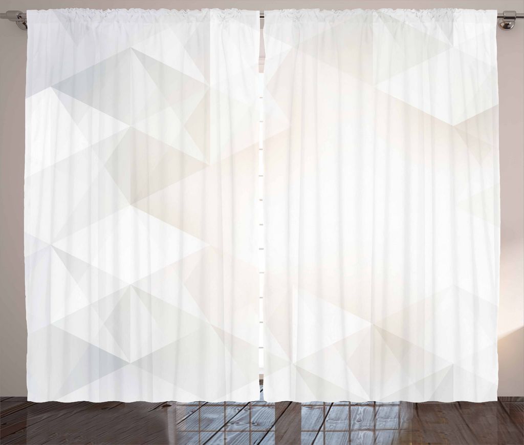ABAKUHAUS Grau und Weiß Rustikaler Gardine, Polygon Moderne, Schlafzimmer Kräuselband Vorhang mit Schlaufen und Haken, 280 x 175 cm, Pale Grau Weiß