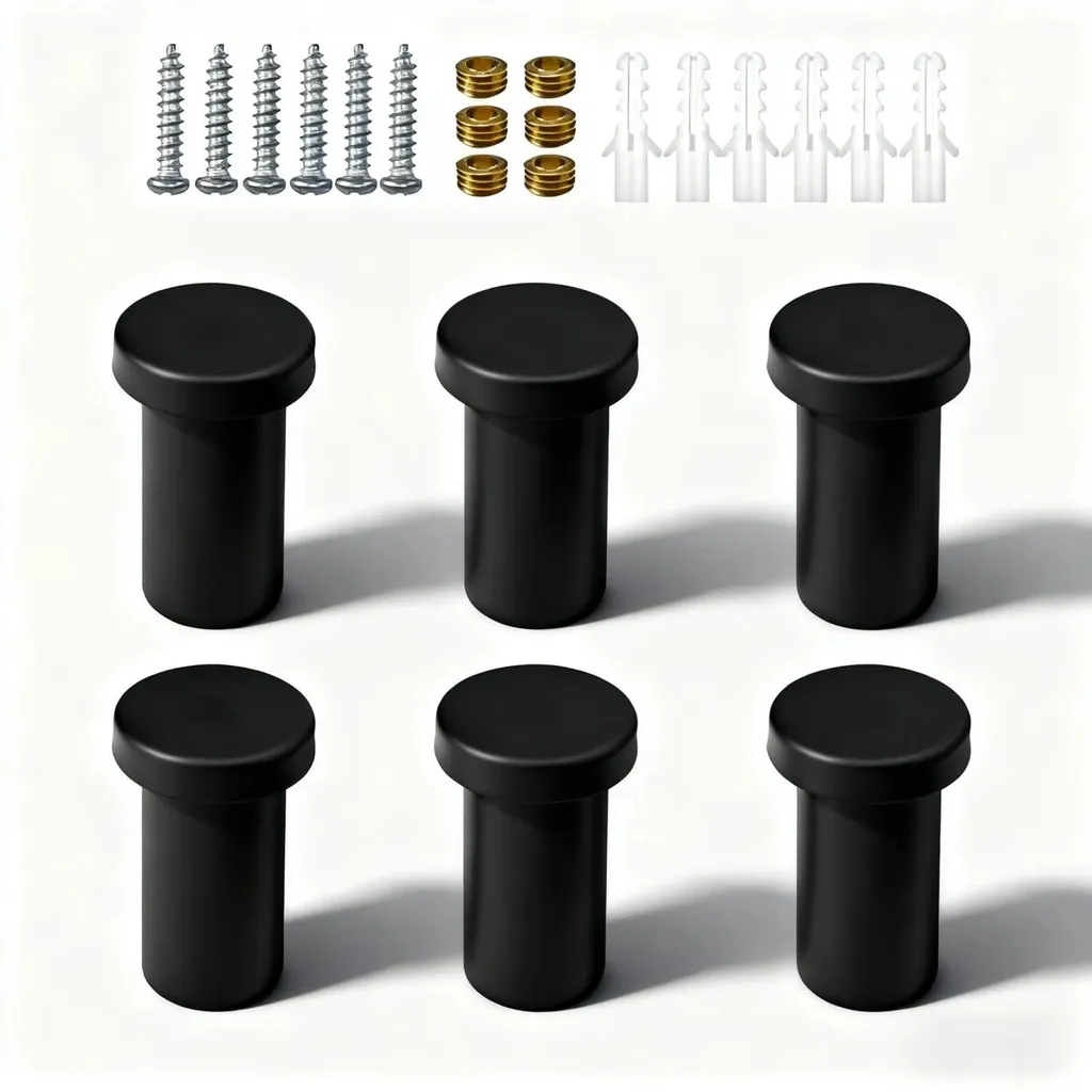 Crochets muraux noirs en métal, lot de 6, installation par vissage