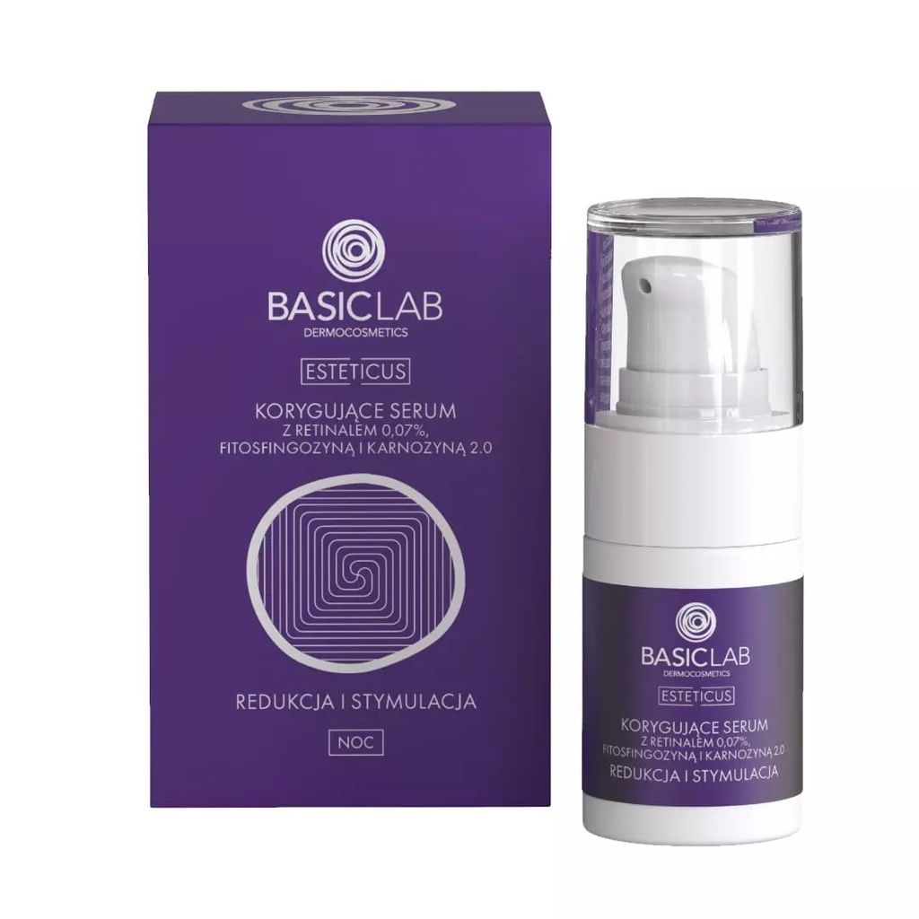 BasicLab Dermocosmetics Corrective Face Serum with Retinol 30ml Anti-Wrinkle Anti-Acne Overnight Rejuvenation
