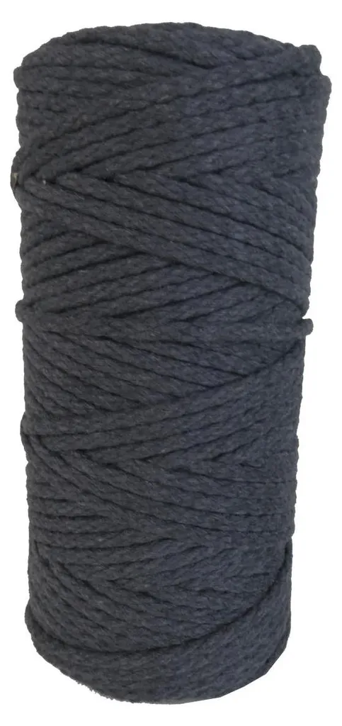 Cordon macramé 4 mm DekoArt en coton anthracite, bobine de 100 mètres
