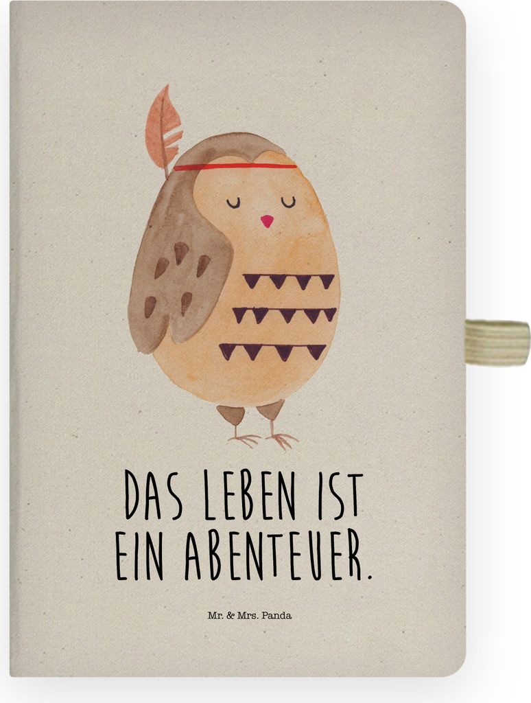 Mr. & Mrs. Panda Journal Eule Federschmuck - Transparent - Geschenk, Owl, Adressbuch, Tagebuch, notizbuch, a4, Waldtiere, Dekoration, Abenteuer, Kl...