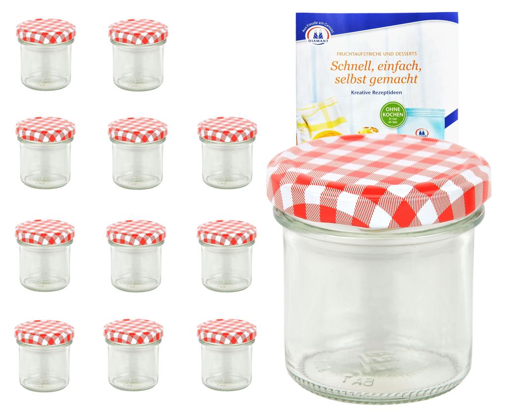12er Set Sturzglas 167 ml To 66 rot karierter Deckel Produktbild 