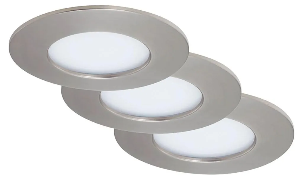 Spot LED Encastrable IP44 pour Salle de Bain Nickel Mat Set de 3 Pièces