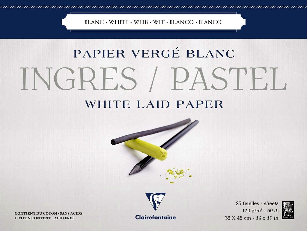 Clairefontaine Ingres 36x48 Block weiss 130g 25Bl