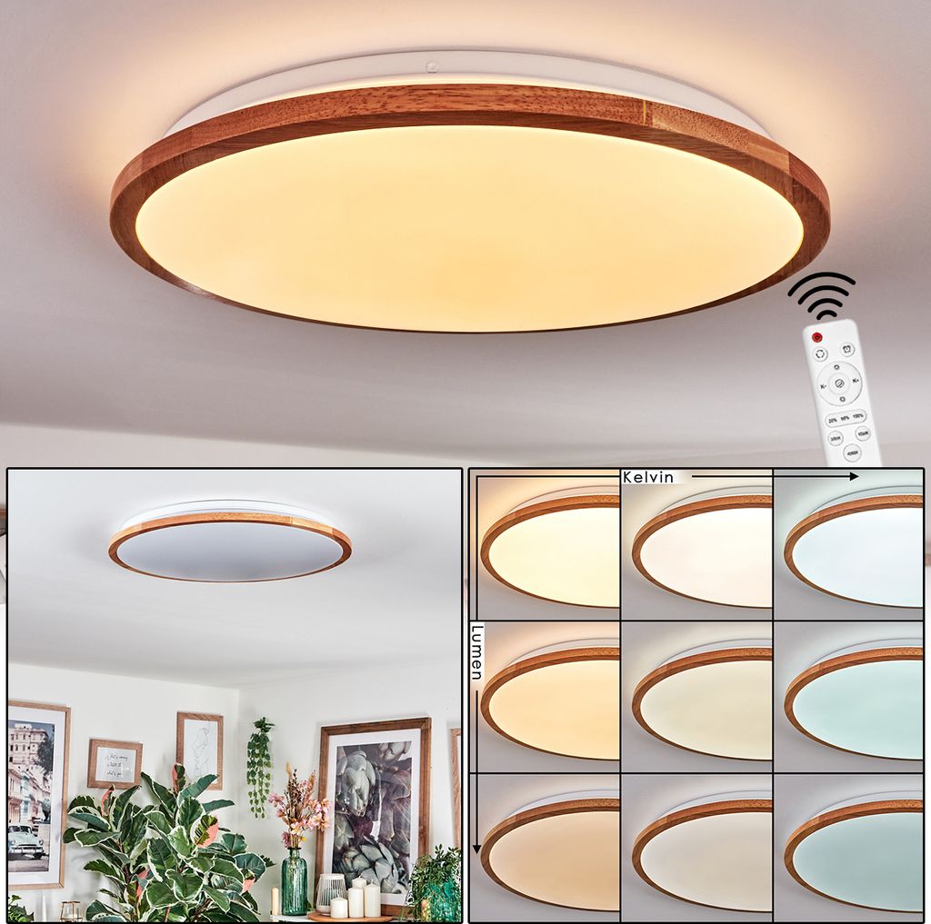 Cuorgnè Deckenlampe aus Metall/Holz/Kunststoff in Weiß/Natur