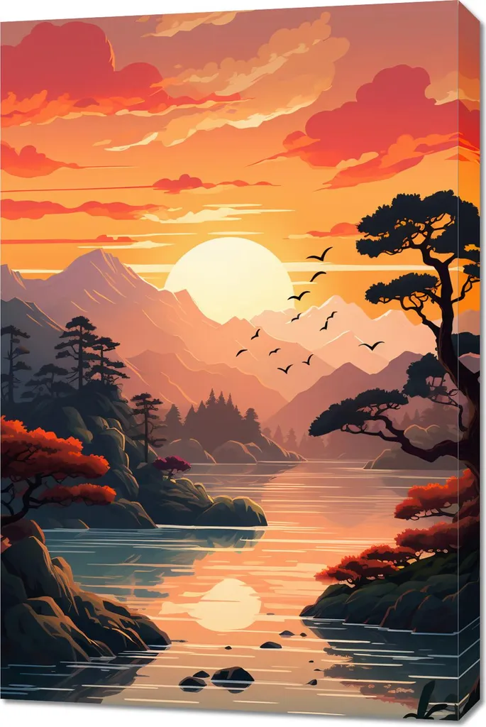 Quadro 60x90 cm Tramonto dorato