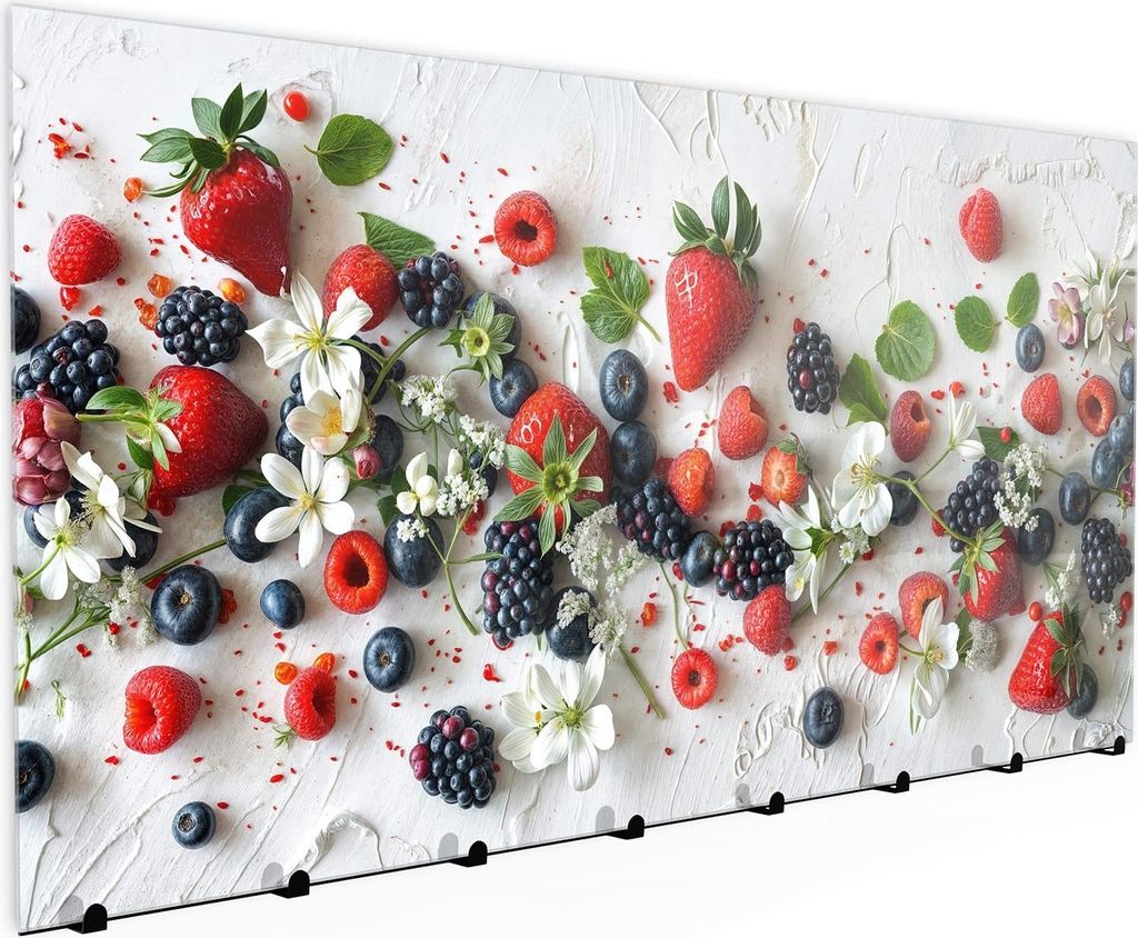Wandgarderobe mit Magnetwand & Memoboard aus Glas Bunte Beeren