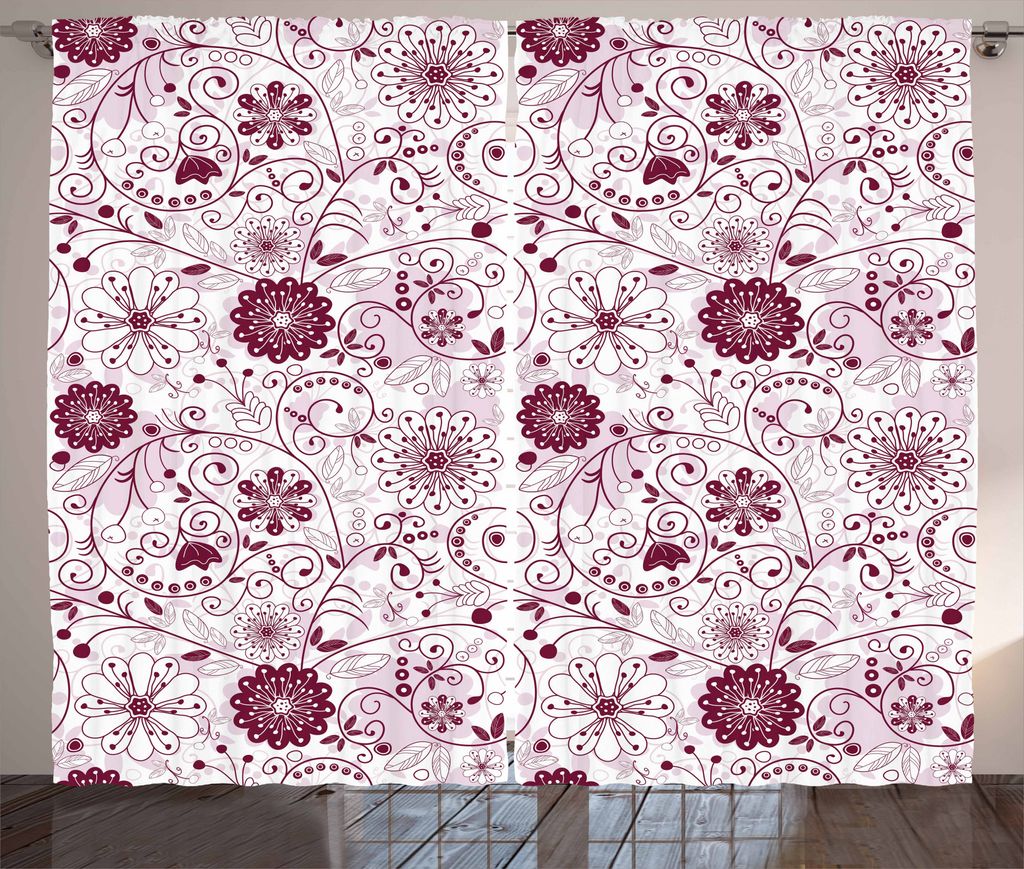 ABAKUHAUS Blumen Rustikaler Gardine, Lebhafter künstlerischer Barock, Schlafzimmer Kräuselband Vorhang mit Schlaufen und Haken, 280 x 225 cm, Kas...