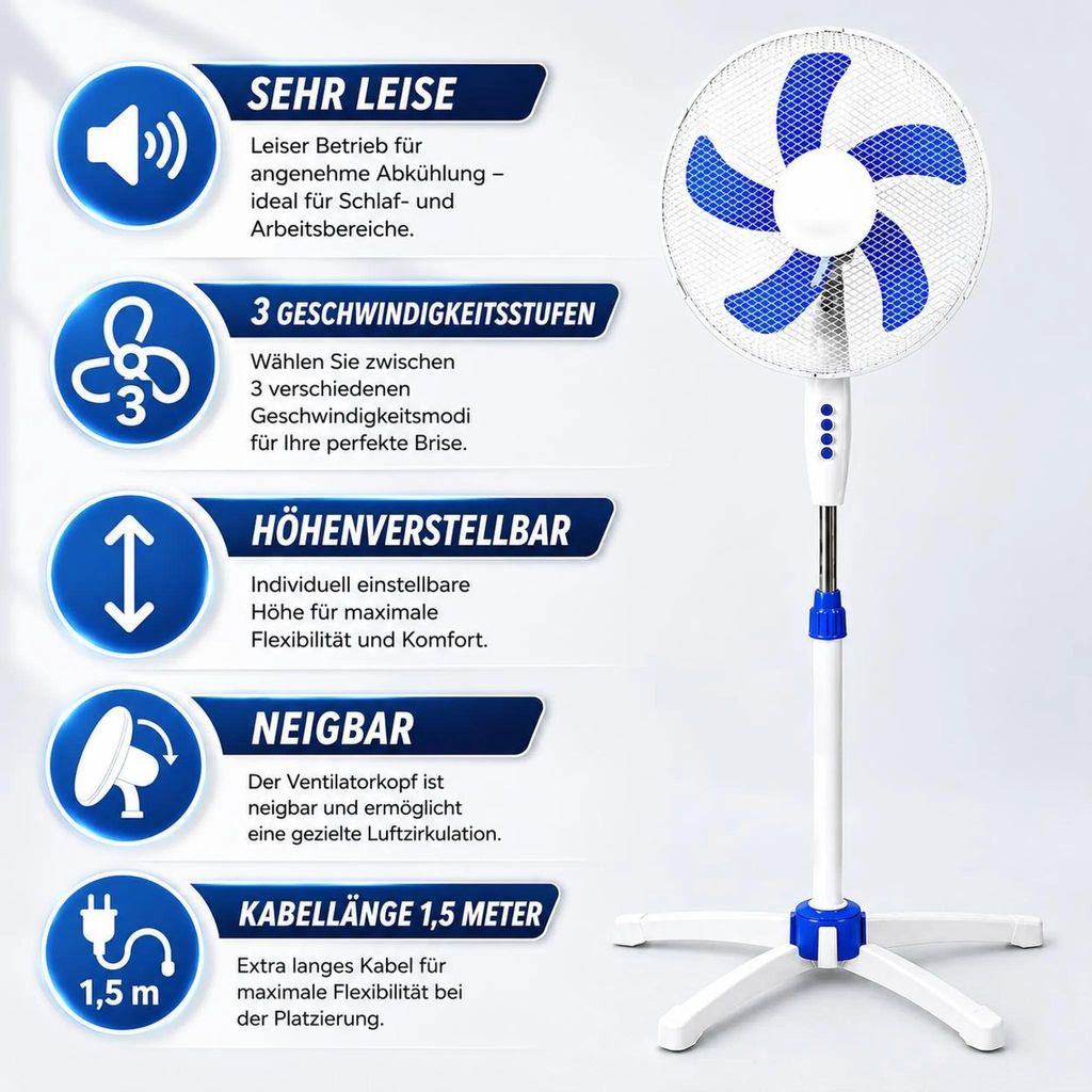 Standventilator 5 Rotorblätter Ventilator Luftkühler Produktbild 