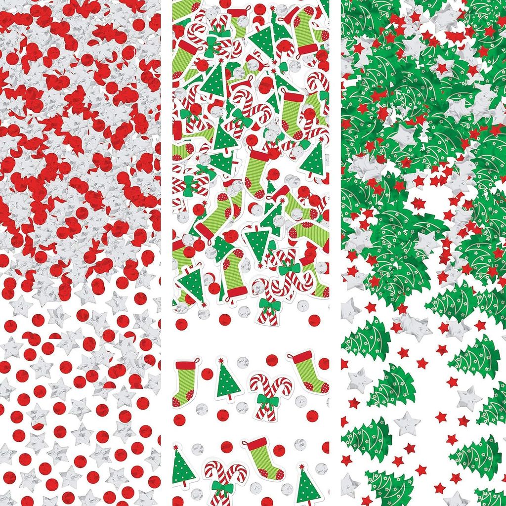 Confettis de Noël 6 motifs argent-rouge-vert 34g Image du produit 