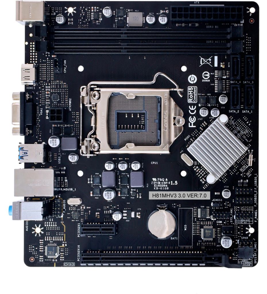Biostar H81MHV3 3.0 - Motherboard - micro ATX - LGA1150-Sockel - H81 Chipsatz - USB 3.2 Gen 1 - Gigabit LAN - Onboard-Grafik (CPU erforderlich)
