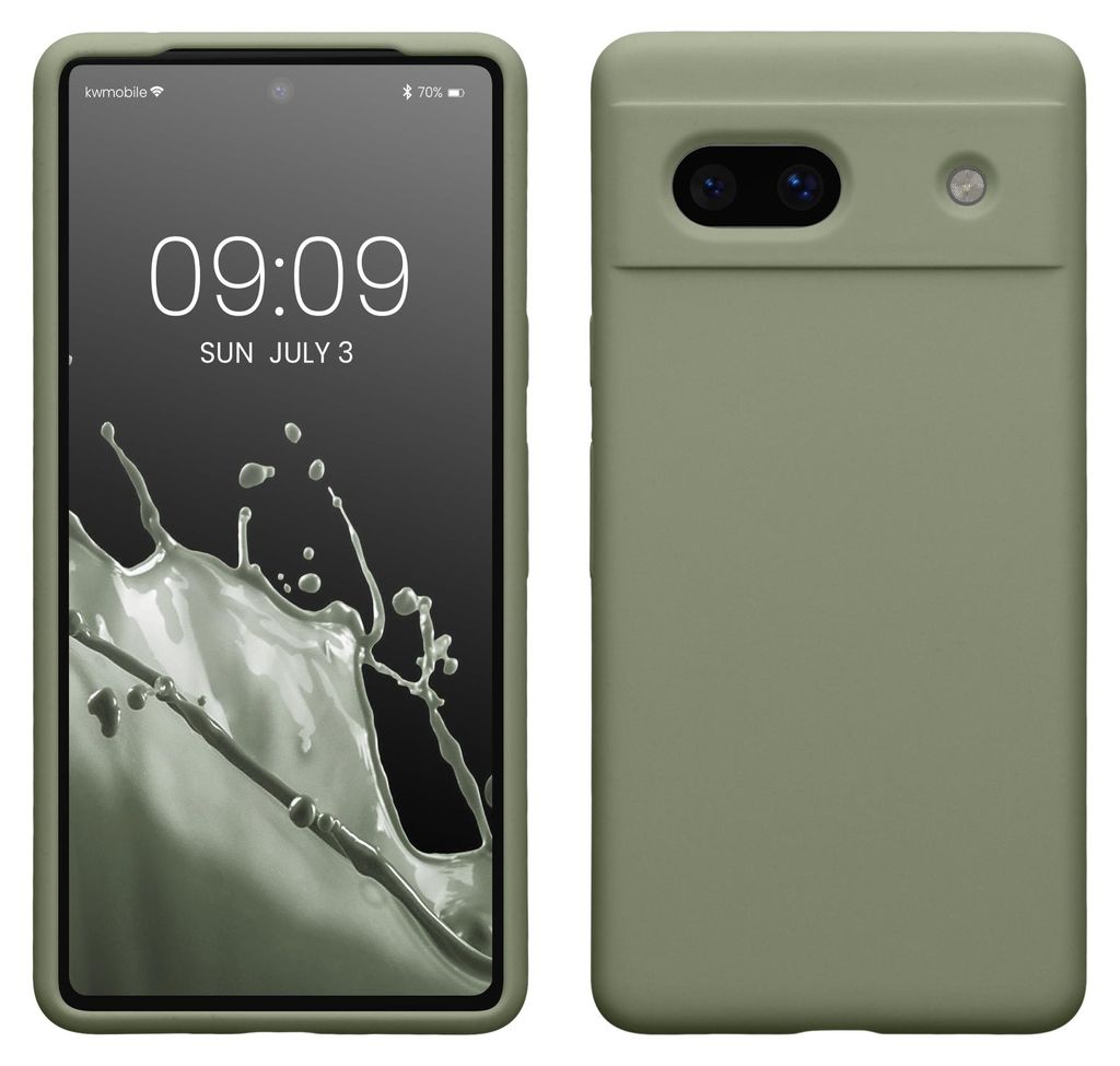 kwmobile Handyhülle für Google Pixel 7a Hülle, für Pixel 7a Case - Hülle Silikon - kabelloses Laden - Graugrün