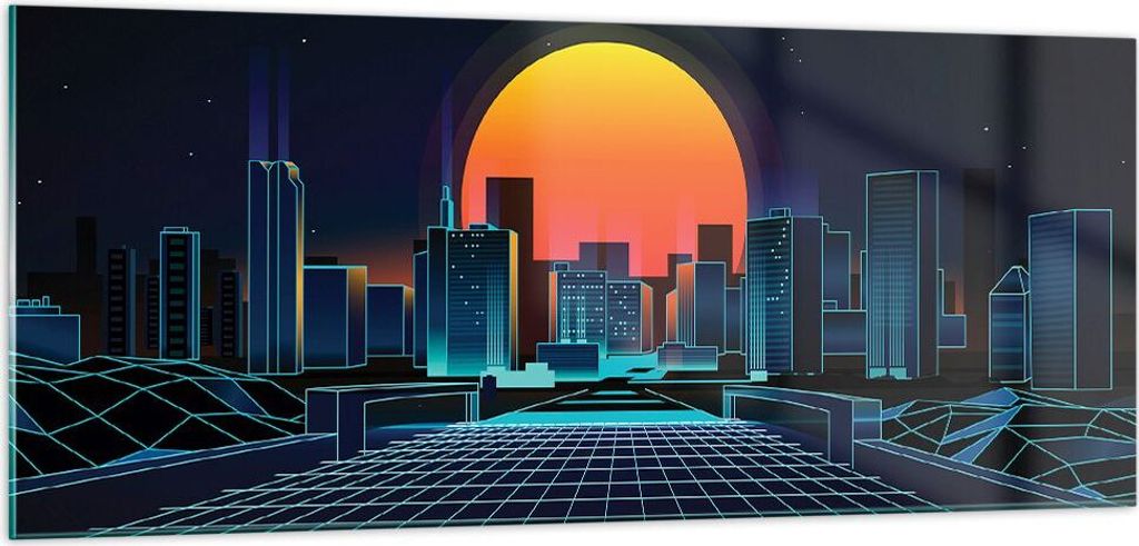 Bilder auf glas - stadt modern - 100x40cm - Glasbilder - Wandbilder - Kunstdruck - zum Aufhängen bereit - Wanddekoration aus Glas - Glas Bilder - ...