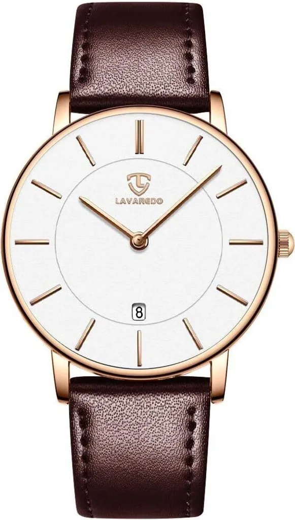 Orologio Uomo Piatto al Quarzo Data | Classico Elegante Pelle