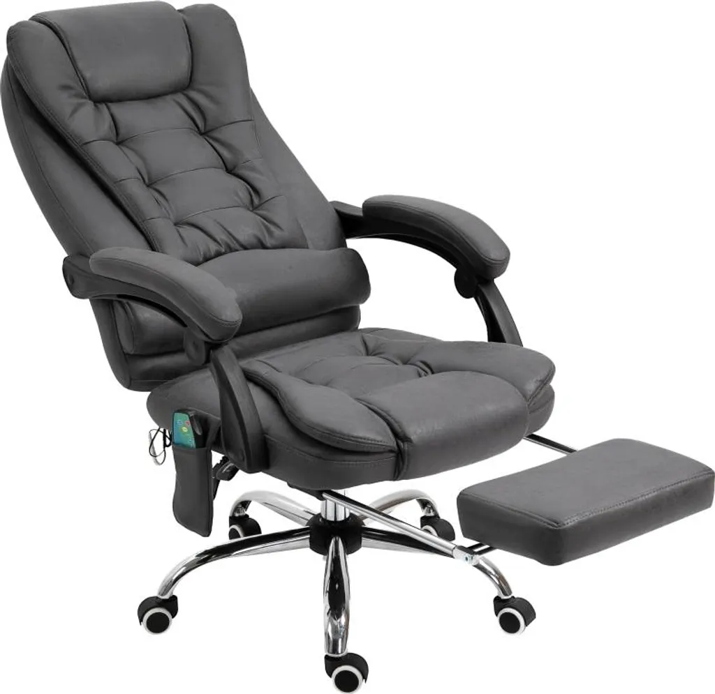 Fauteuil de bureau massant et chauffant ergonomique avec repose-pieds