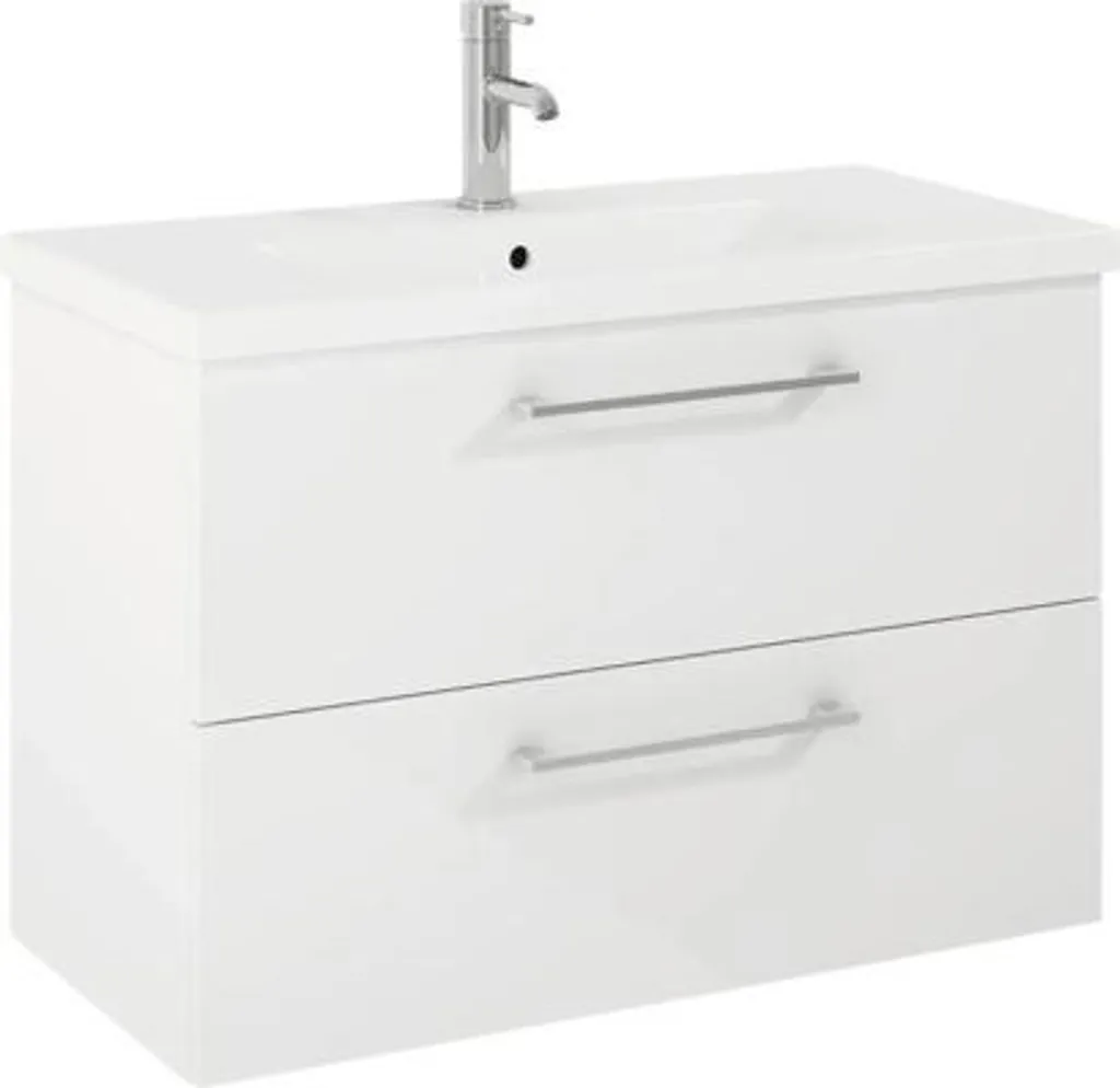 Meuble de salle de bain sous-vasque Jika PONTA blanc brillant 80cm