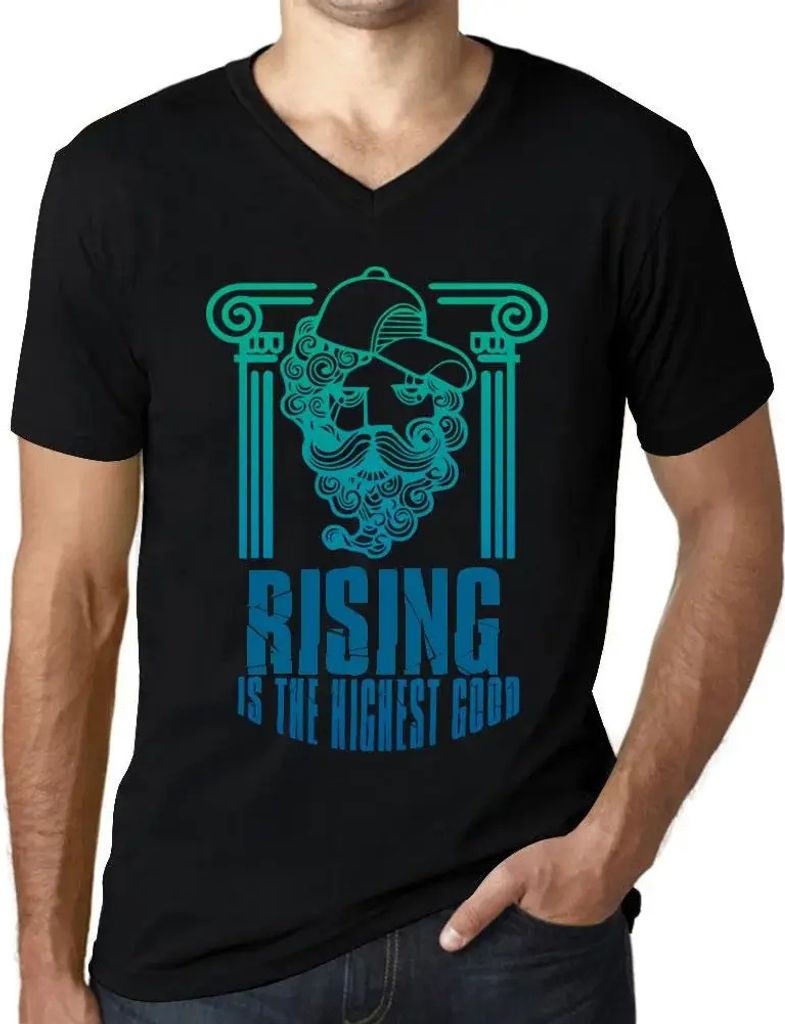 Herren Grafik T-Shirt V-Ausschnitt Aufsteigen ist das höchste Gut – Rising Is The Highest Good – Öko-Verantwortlich Vintage Jahrgang Kurzarm ...