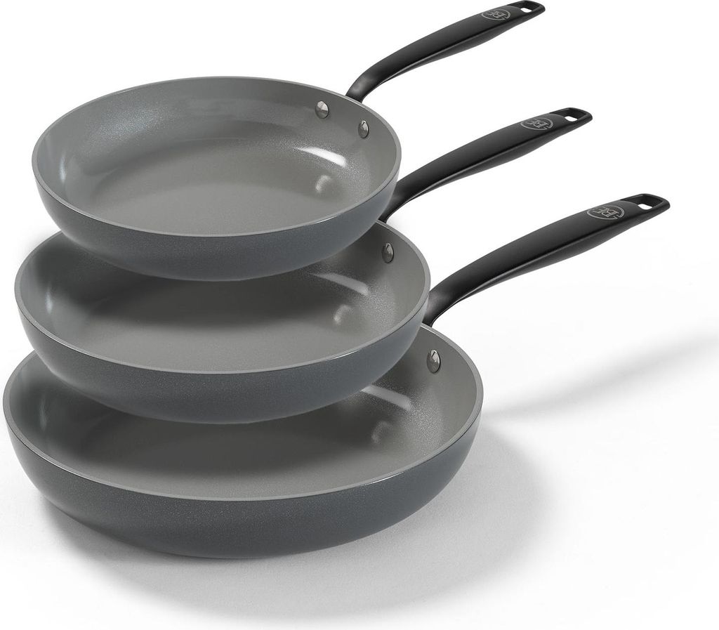 BE Living Bratpfanne - Ø 20, 24 & 28 cm - Pfannenset Induktion - Antihaft-beschichtung - Geeignet für alle Herdarten - -frei - Grau