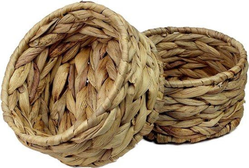 Runde Rattan-Möbeln - Set aus 2 - kleine Größe - für den Badezimmer-Organizer - Mini-Lade für Kosmetik - dekorative Geschenkbox - Naturfarbe