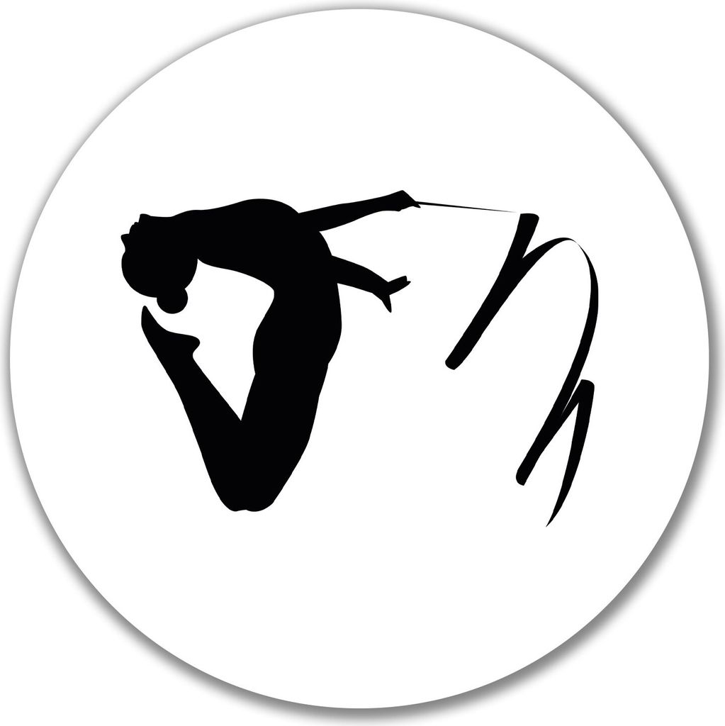 Huuraa Aufkleber Rhythmische Sportgymnastik Silhouette 10cm rund Sticker Geschenkidee