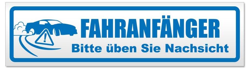 Kiwistar - Autoaufkleber - Blau - 45 x 12 cm - Fahranfänger Nachsicht - Hinweis Aufkleber Sticker für Auto, Kfz, Fahrrad, PKW, LKW