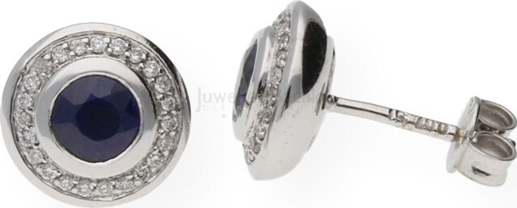 Ohrstecker 585 Weißgold mit Saphir und Brillanten 55556861E/3