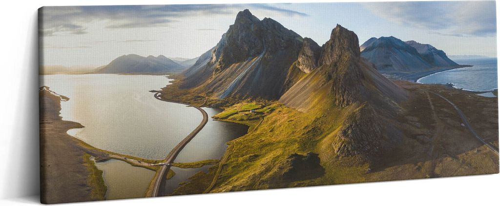 Malerische Straße in Island – Leinwandbild Wandbild – 125x50 cm – Leinwandbilder – Wandbilder – Schlafzimmer – Flur