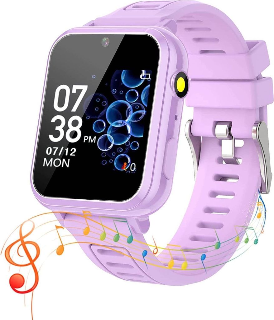 Kinder-Smartwatch mit 26 Spielen, Schrittzähler, Musikkamera, 36 Stilen, Themen, 13 Wecker-Erinnerungen, Kinderuhr, Anrufuhr (Lila)
