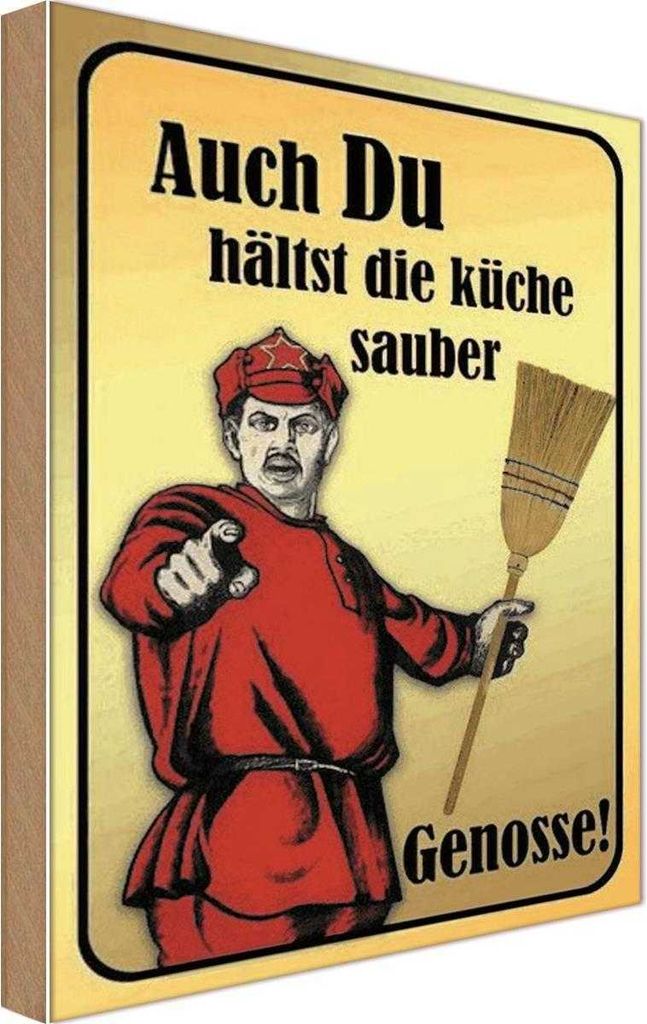 vianmo Holzschild 18x12 cm Du hälst Küche sauber Genosse Produktbild 