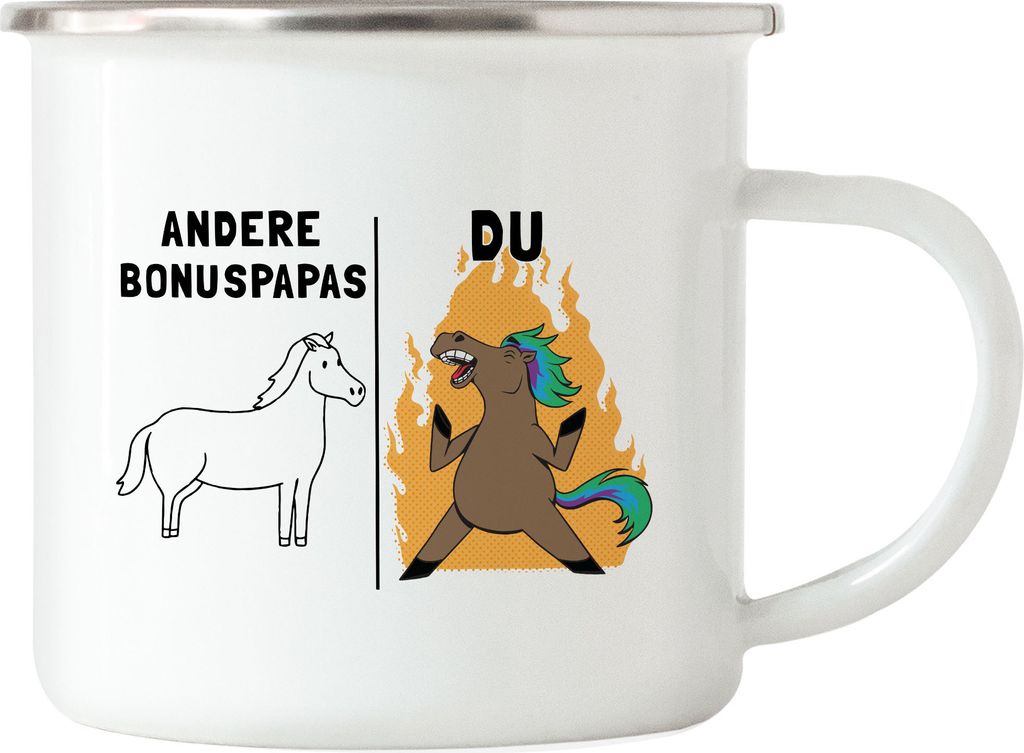 Andere Bonuspapas Du Emaille Tasse bester Vater Papa Stiefvater Pferd Lustig Geburtstag Vatertag Bonuspapa Geschenk