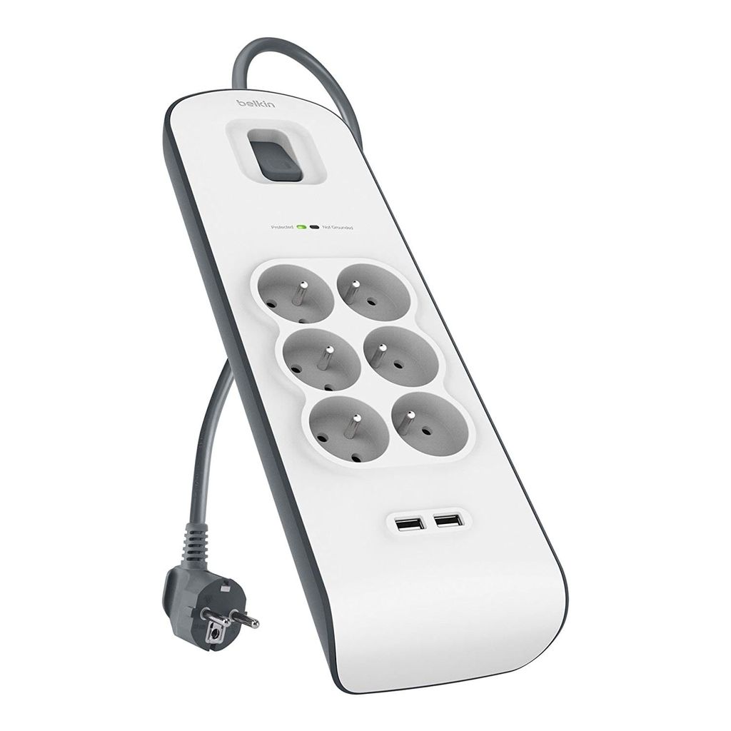 Belkin BSV604ca2m, 650 J, 6 AC-Ausgänge, Weiß, 2 m Produktbild 