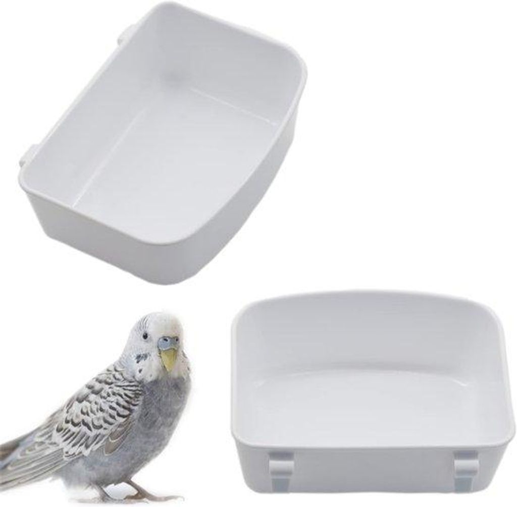 Vogelbad für kleine Vögel - 2 Stücke - weiß - 12,8 x 9,1 x 4,6 cm