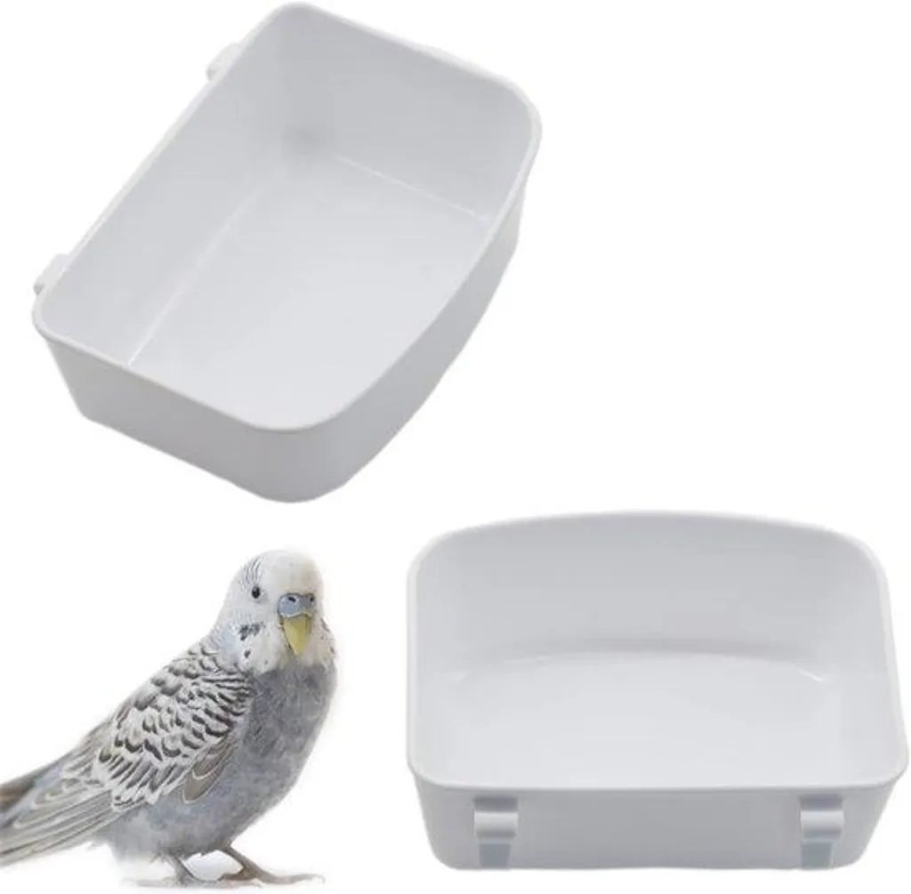 Bain oiseaux anti-éclaboussures blanc 12,8x9,1 cm lot de 2 pièces