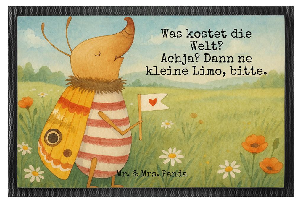 Mr. & Mrs. Panda Türvorleger Nachtfalter Fähnchen Design 40 x 60 cm - Weiß - Geschenk, Lustige Sprüche, Spruch Witzig, Schmutzfänger, Süß, K...
