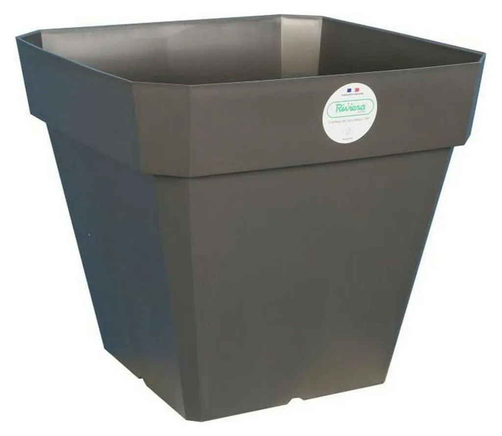 Pot de fleurs Riviera 65L gris foncé 49x49x45 cm à motif carreaux