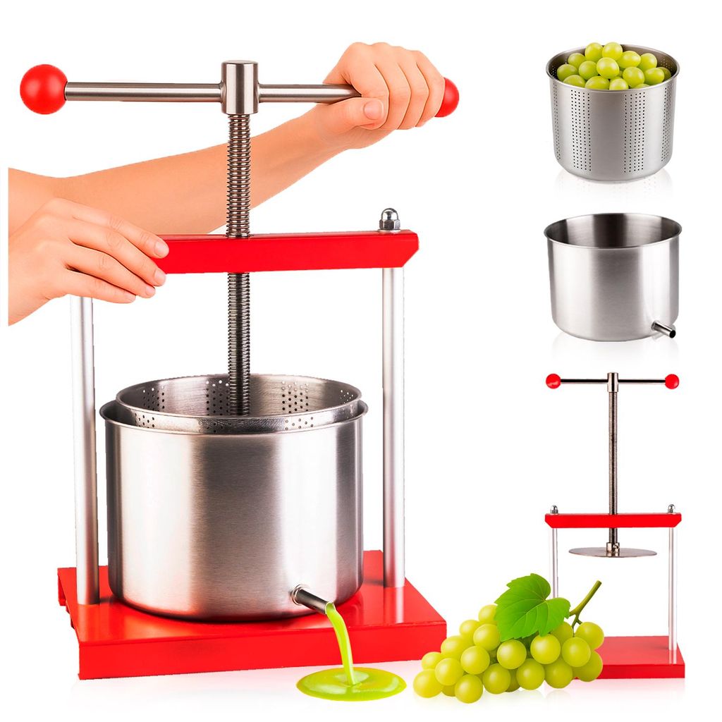 SuperButelki.pl – Rahmenpresse für Obst 5 Liter, Presse für Gemüse, Most für Wein, Saft, Apfelwein, 6 kg, Liköre, zum Pressen von Obst, Hand...