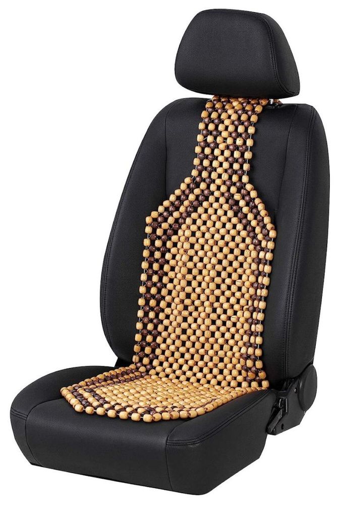 Universelle Massageauflage für den Autositz mit Holzperlen, beige-braun