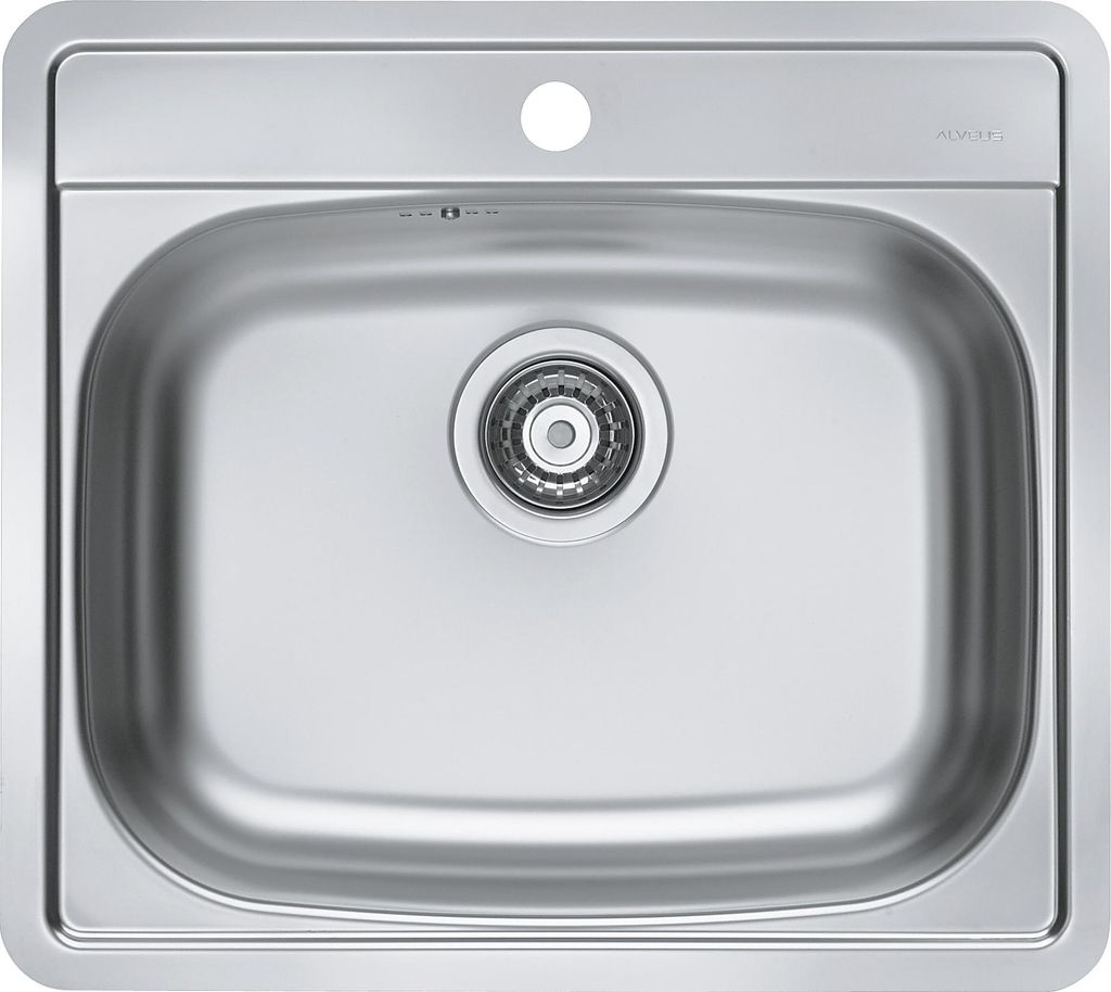 Alveus More 10 Leinen Küchenspüle, 560 x 500 mm, Tiefe 166 mm, Edelstahl, Einbauspüle