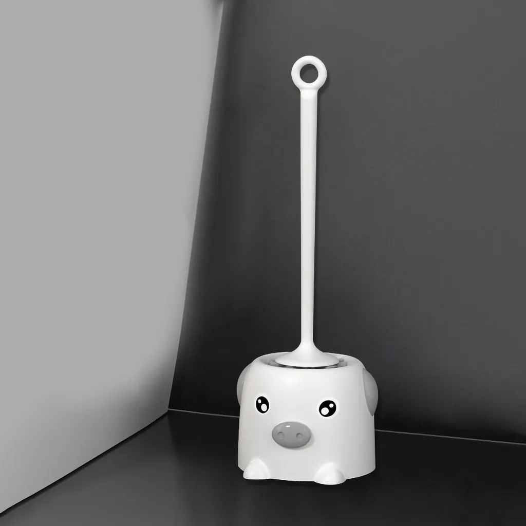 Ensemble brosse WC style dessin animé et pot de toilette blanc moderne