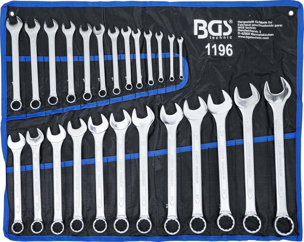 BGS 1196 Jeu de clés à fourche, 6-32 mm, DIN 3113A, 25 pcs. Image du produit 