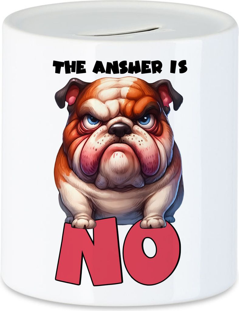 The answer is no Grimmiger Bulldogge Jutebeutel - Lustiges Geschenk
