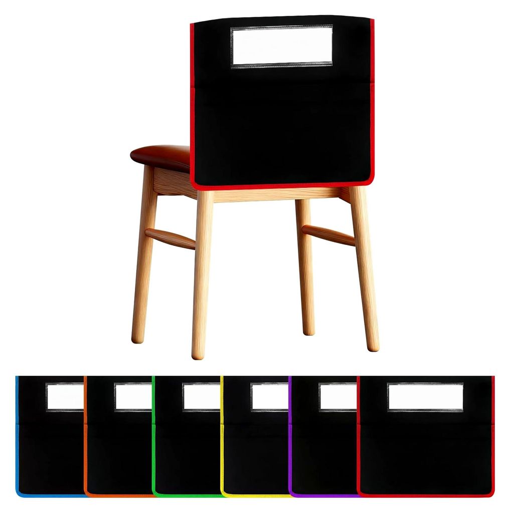 6 Stück Stuhlorganisatoren für das Klassenzimmer, Aufbewahrungstasche für die Rückenlehne mit großen Fächern und Namensschild, Lehrerzubehör...