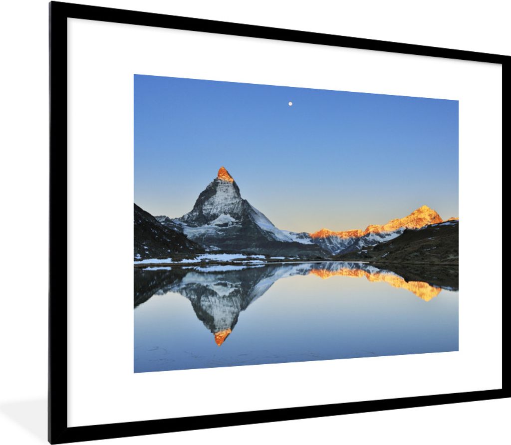 MuchoWow® Gerahmtes Poster Matterhorn spiegelt sich im Produktbild 