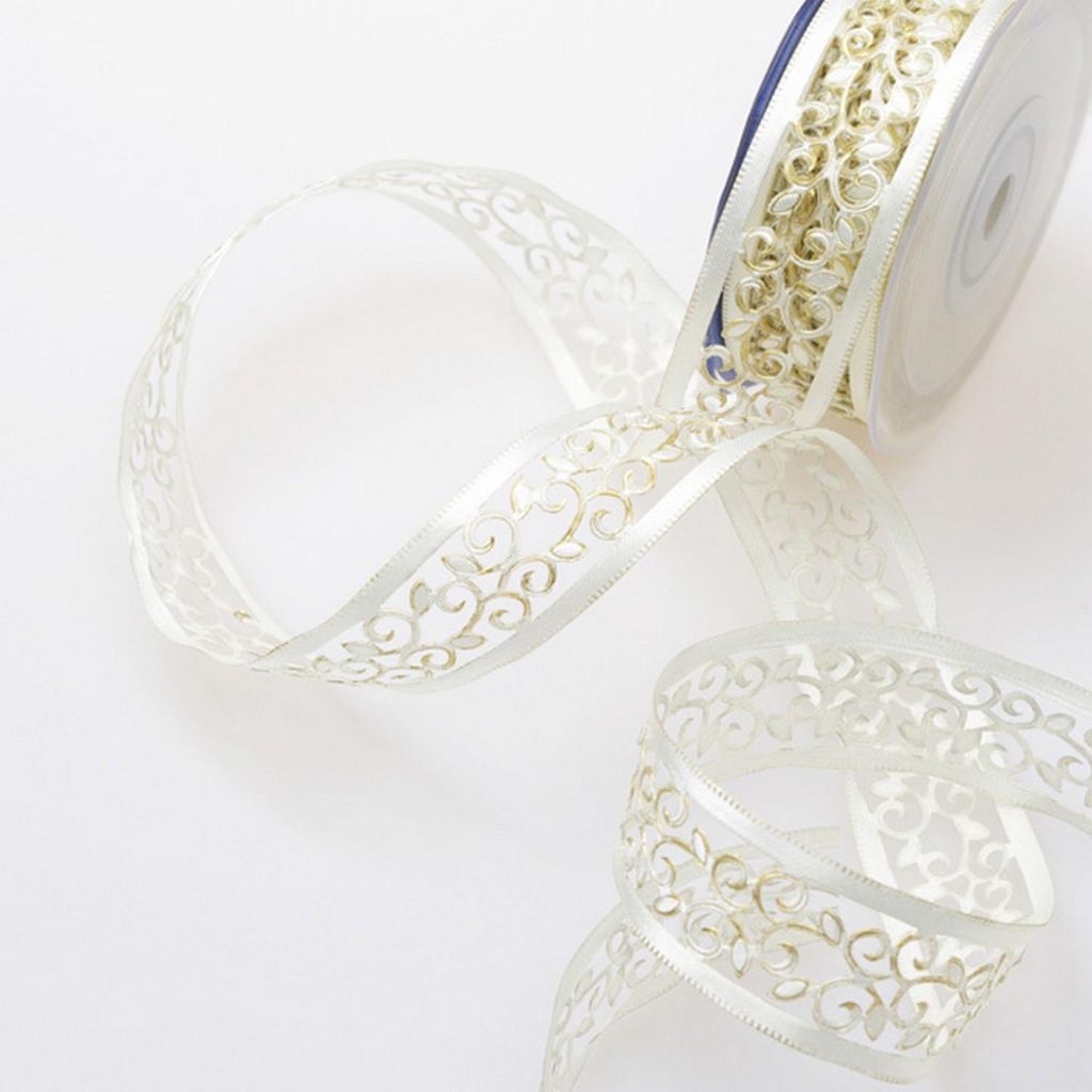Dekoband Marrakesch - creme-gold - 25mm 20m -